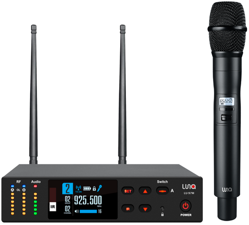 [LU-97M] SISTEMA MICROFONO INALAMBRICO LUNA, SERIE 97M, DINAMICO, DIGITAL, DE MANO, CON RECEPTOR, 80 METROS DE ALCANCE MAXIMO, COLOR NEGRO.
