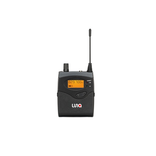 [LU-52BPMI] BODYPACK, RECEPTOR LUNA, UHF, PARA SISTEMAS DE MONITOREO LUNA, 40 CANALES INTERCAMBIABLES, INCLUYE IN-EARS