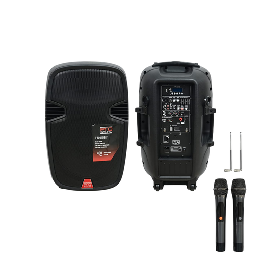 [T-SPA15BAT] ALTAVOZ ACTIVO PROSOUND, RECARGABLE, 1X15", BLUETOOTH, USB, SD, 2 MICROFONOS INALAMBRICOS INCLUIDOS