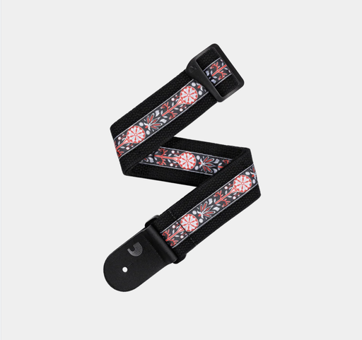 [50CT00-DX] CINCHO D'ADDARIO, PARA GUITARRA O BAJO, ALGODON, DISEÑO ROJO NEGRO