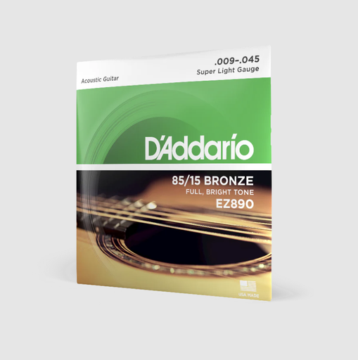 [EZ890] SET DE CUERDAS D´ADDARIO, PARA GUITARRA ACUSTICA, METAL, CALIBRE .09-45, BRONZE, SUPER LIGHT