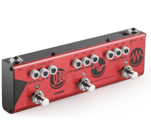 [EC963] PEDAL ANALOGICO DONNER, SERIE ALPHA FORCE, 9V, 3 EFECTOS, OVERDRIVE / DISTORSION / DELAY