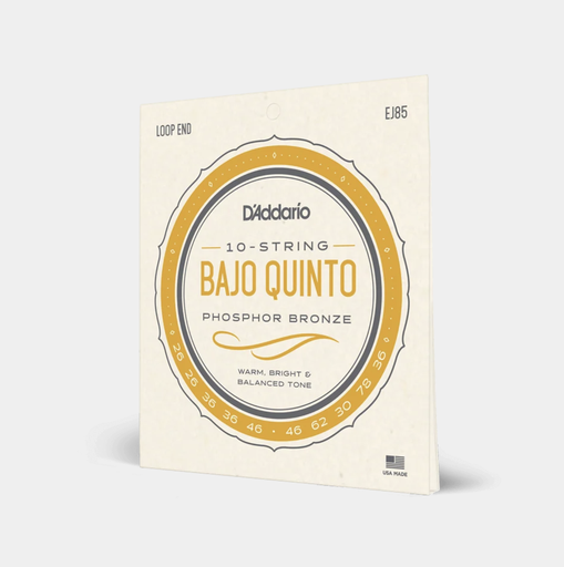 [EJ85] SET DE CUERDAS D'ADDARIO, PARA BAJO QUINTO, BRONCE FOSFORADO, 10 CUERDAS